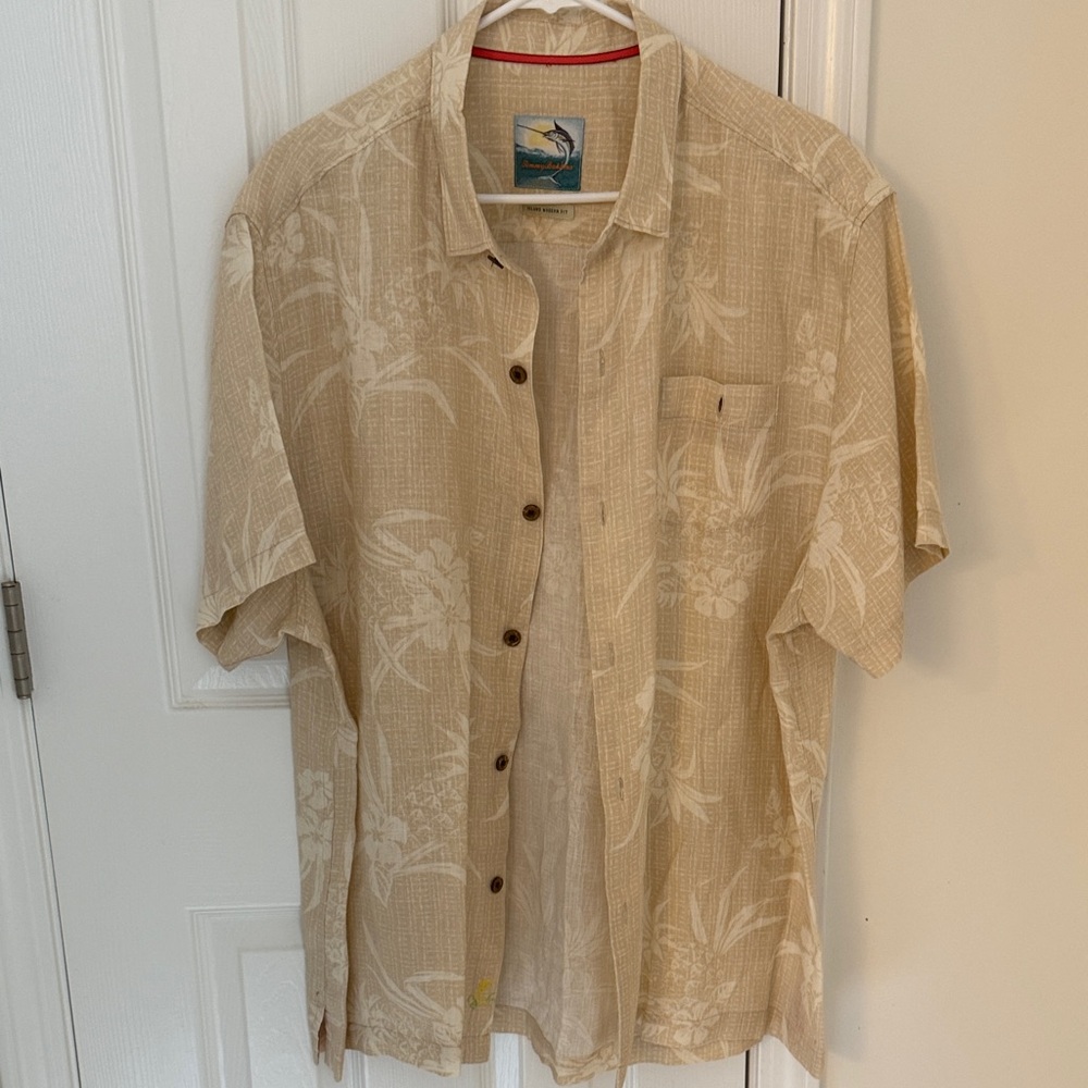 Tommy Bahama Beige Floral Button Down Shirt